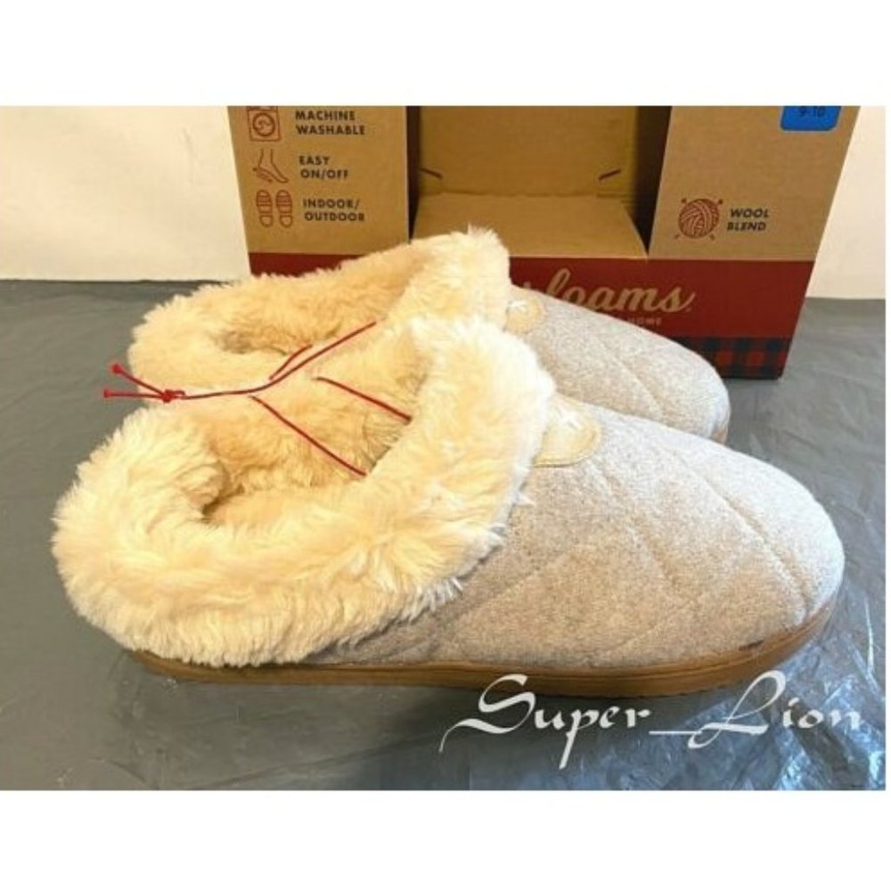 Dearfoams Women's Memory Foam Wool Blend Quilt Slippers